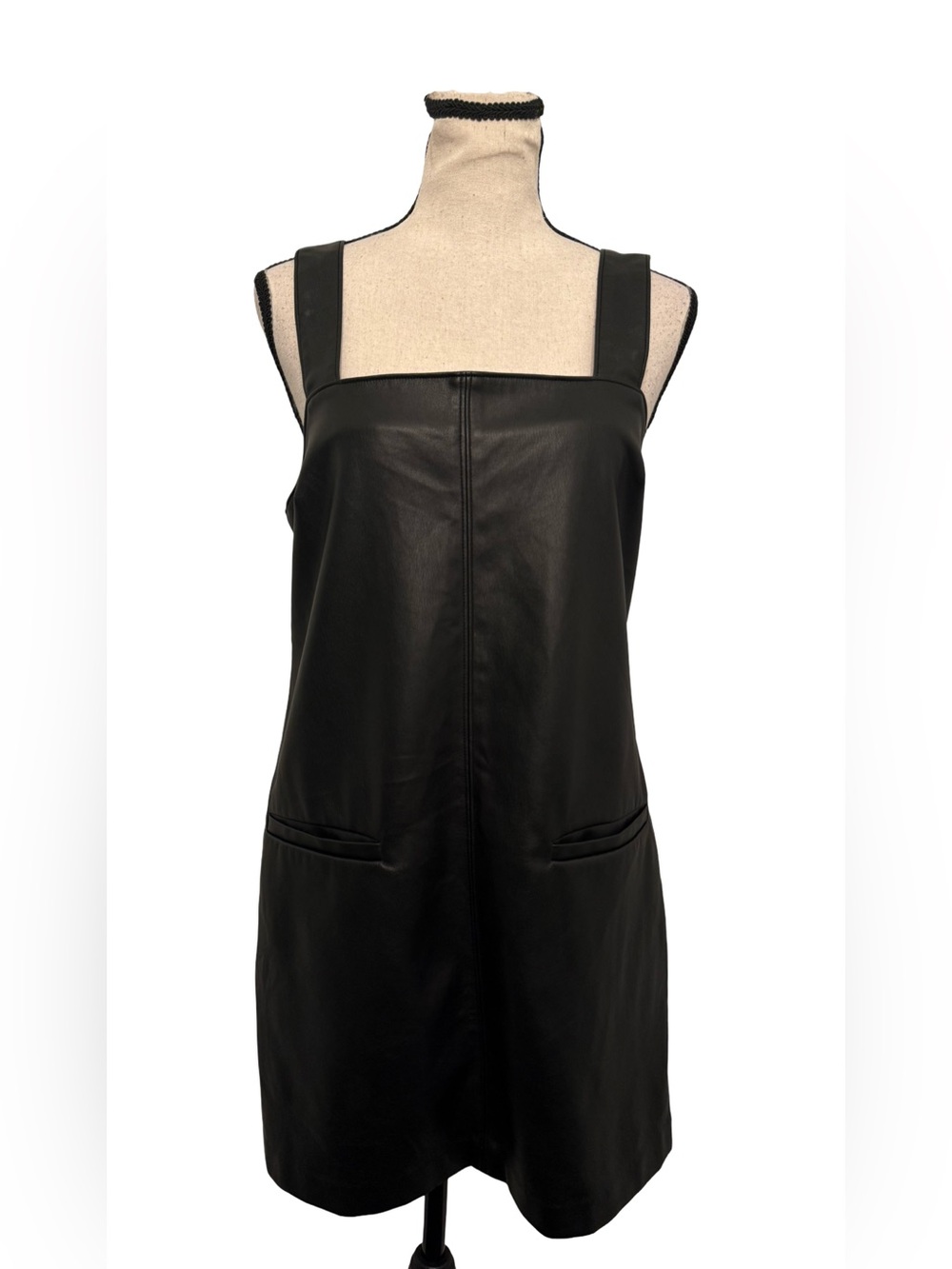 Abercrombie & Fitch Black Faux Leather Square Neck Mini Dress Size Small